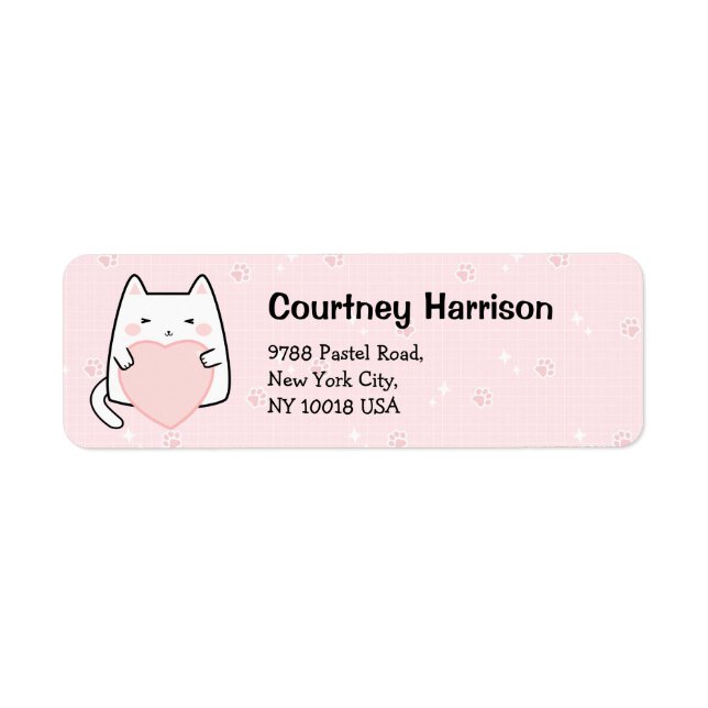Cute Rose Kawaii Cats Sparkle Adresse de retour (Devant)
