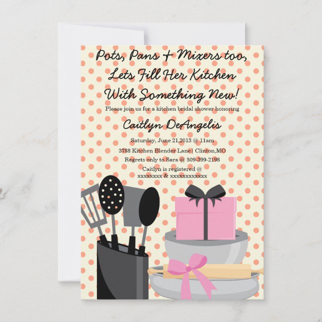 Cute rose Kitchen Gadget Invitation à la douche nu (Devant)