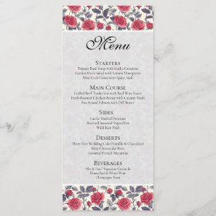Cute Rose Menu Card