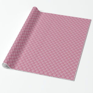 Cute Rose Pink and White Floral Damask Wrapping Paper