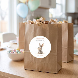 Cute Rose Thank You Bunny Birthday  Classic Round Sticker