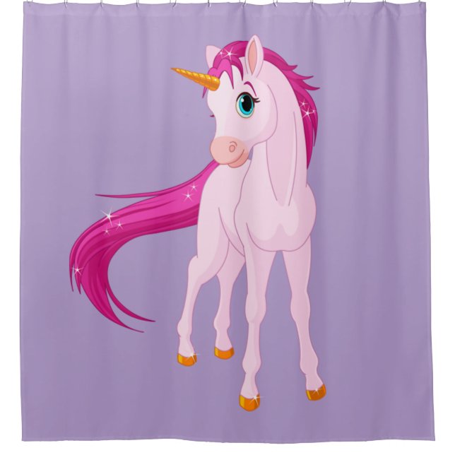 Cute rose Unicorn rideau de douche (Devant)