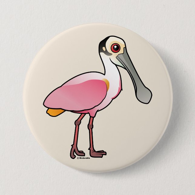 Cute Roseate Spoonbill 3 Inch Round Button (Front)
