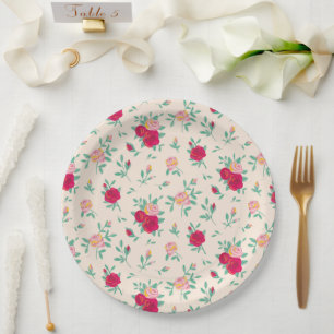 Cute Roses Girl Birthday Party Invitation Paper Plate