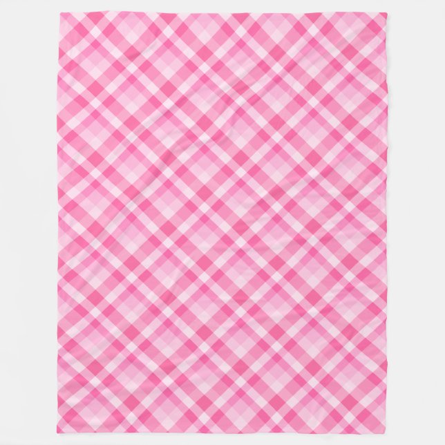 Cute Rosy Pink Plaid Pattern Large Fleece Blanket (Front)