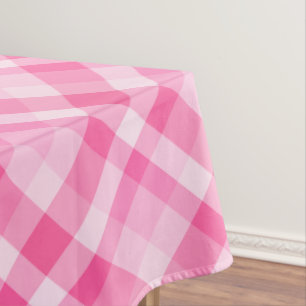 Cute Rosy Pink Plaid Pattern Large Tablecloth