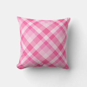 Cute Rosy Pink Plaid Pattern Throw Pillow