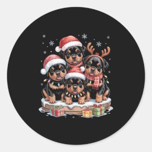 Cute Rottweiler Christmas Puppies Dog Lovers Funny Classic Round Sticker