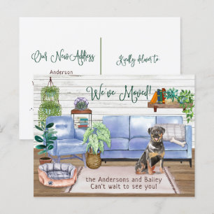 Cute Rottweiler Cozy New Home Moving     Announcement Postcard