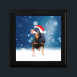 Cute Rottweiler Dog Christmas Santa Hat Snow Stars Gift Box<br><div class="desc">A cute Rottweiler Dog with red Santa hat with snow and stars in background.</div>