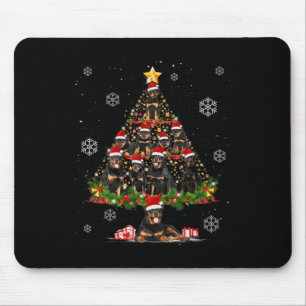 Cute Rottweiler Dog Lovers Christmas Tree Light Xm Mouse Pad