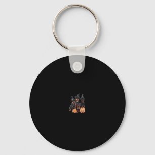 Cute Rottweiler Dogs Happy Halloween Pumpkin Funny Keychain