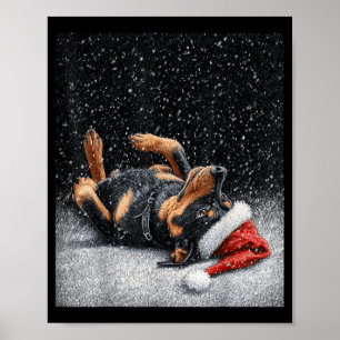 Cute Rottweiler Funny Christmas  Poster