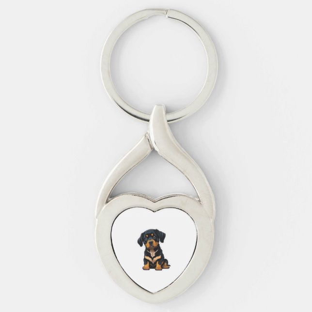 Cute Rottweiler - Gifts for Rottweiler Dog Owners  Keychain (Front)