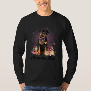 Cute Rottweiler Mom Flower Happy Mother's Day Love T-Shirt