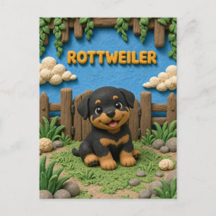 Cute Rottweiler Puppy, Baby Dog Postcard
