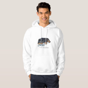 cute rottweiler puppy cuddling grey teddy bear dog hoodie