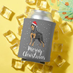 Cute Rottweiler Santa Hat Merry Christmas Costume Can Cooler
