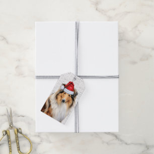 Cute Rough Collie Dog Christmas Gift Tags