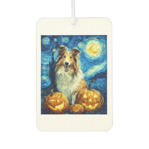 Cute Rough Collie Dog Halloween Jack O Lantern Pum Air Freshener