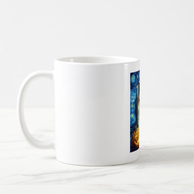 Cute Rough Collie Dog Halloween Jack O Lantern Pum Coffee Mug (Left)