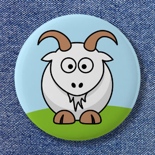 Cute Round Cartoon Saanen Goat 2 Inch Round Button