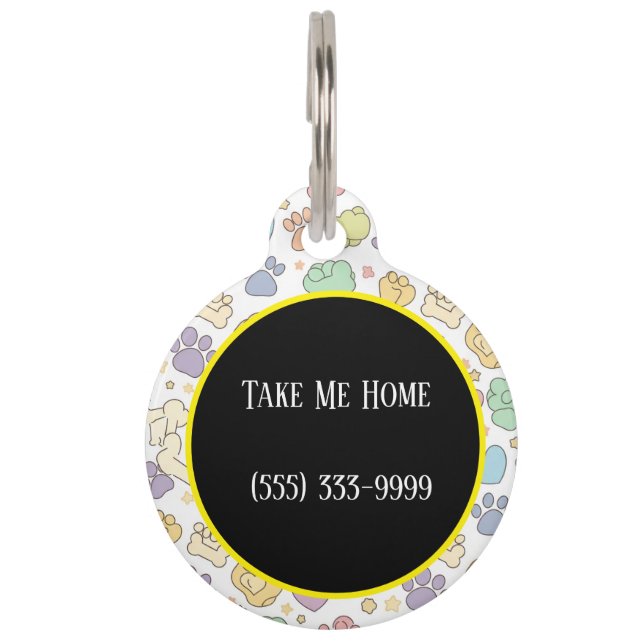 Cute Round Dog ID Tag – Personalized Pet Collar (Back)