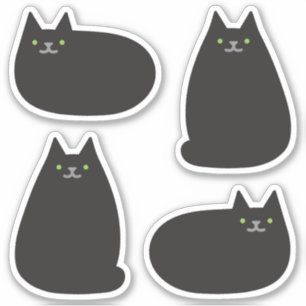 Cute Round Kawaii Black Cat