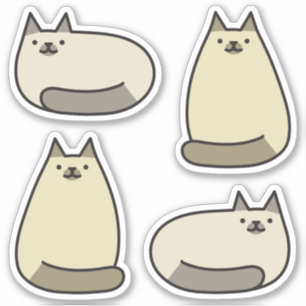 Cute Round Kawaii Grey Siamese Cat