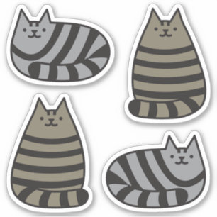 Cute Round Kawaii Stripey Grey Tabby Cat