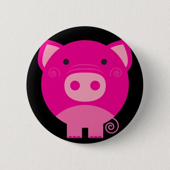 Cute Round Pig Cartoon 2 Inch Round Button (Front)