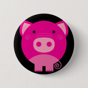 Cute Round Pig Cartoon 2 Inch Round Button