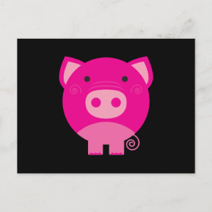 Cute Round Pig Cartoon Postcard