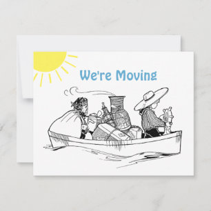 Cute Row Boat Flat We're Moving  Announcement Card