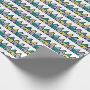 Cute row of houses design wrapping paper