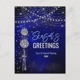 Cute royal blue ornaments Christmas  Postcard