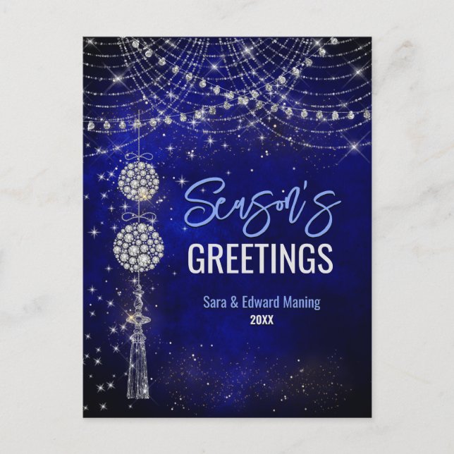 Cute royal blue ornaments Christmas  Postcard (Front)