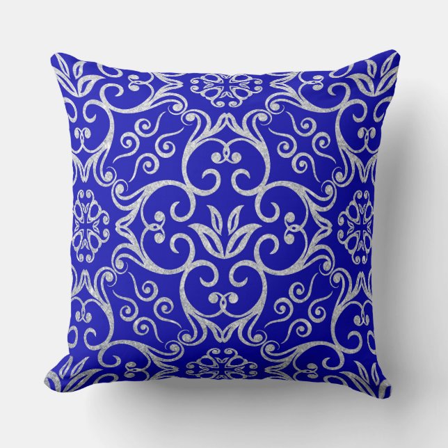 Cute Royal blue pattern decor pillow (Front)