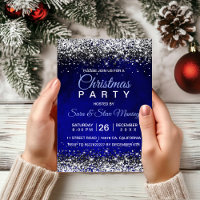 Cute royal blue silver faux glitter Christmas