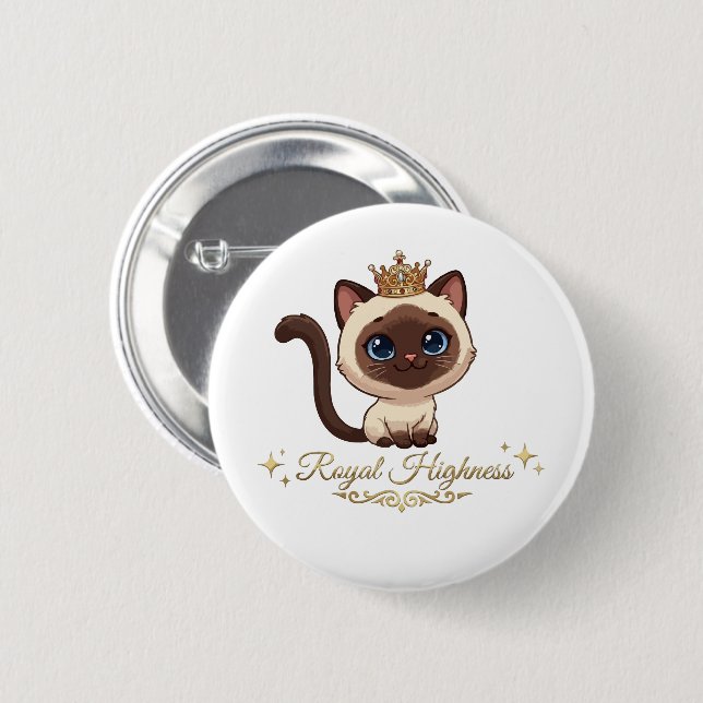  Cute Royal Siamese Cat 2 Inch Round Button (Front & Back)
