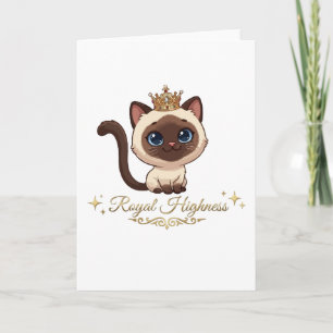 Cute Royal Siamese Cat Card