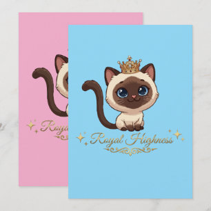 Cute Royal Siamese Cat Thank You Card