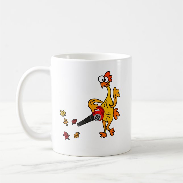 Cute Rubber Chicken using Leaf Blower Coffee Mug (Left)
