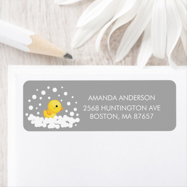 Cute Rubber Duck Baby Shower Address Label (Insitu)