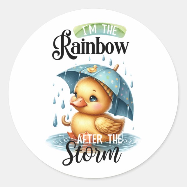 Cute Rubber Duck Baby Shower Classic Round Sticker (Front)