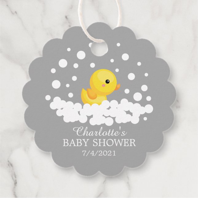 Cute Rubber Duck Baby Shower Favour Gift Tag (Back)