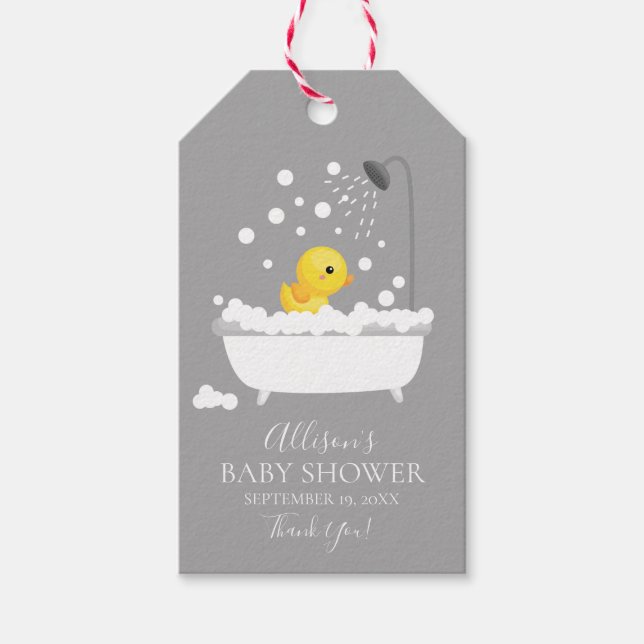 Cute Rubber Duck Baby Shower Favour Gift Tag (Front)