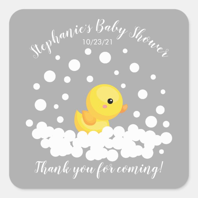 Cute Rubber Duck Baby Shower Favour Sticker (Front)