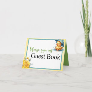 Cute Rubber Duck Baby Shower Guest Book Table Card