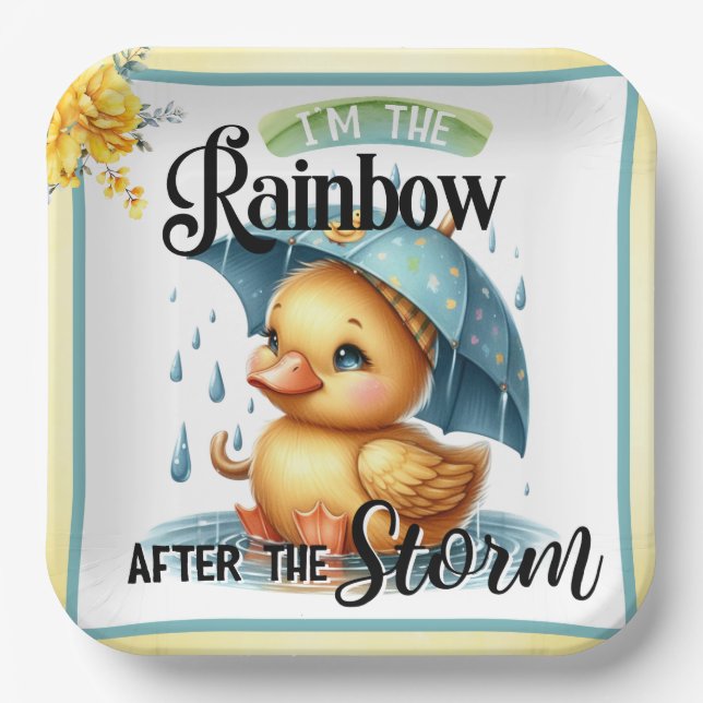 Cute Rubber Duck Baby Shower Paper Plate (Front)